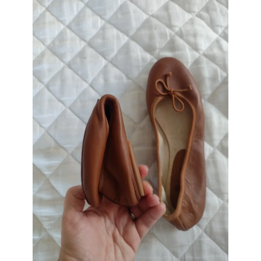 Bagllerina Travel Foldable Shoes BALLERINA Leather Ballet Flats Size 36 Paris
